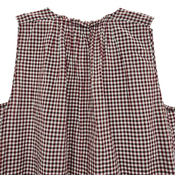 Madewell Womans size XS Bell Shift Gingham Plaid Popover Blouse Tassel Tank Top - Picture 5 of 8